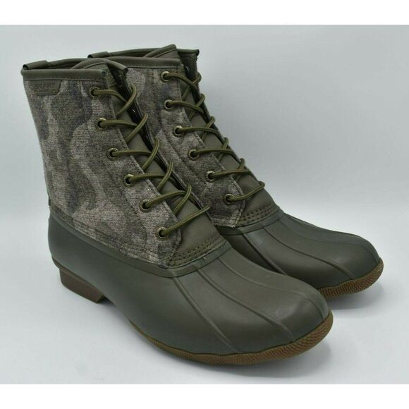 Sperry Mens Size 12 Saltwater Camo Water Resistant Lace Up Duck Boots Shoes - Picture 1 of 9